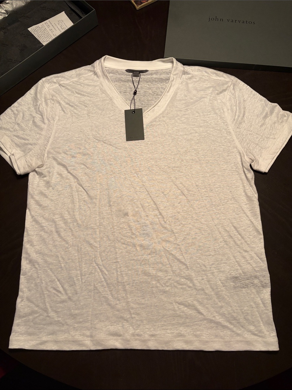 John Varvatos White Short-Sleeve V-Neck Wooster Tee